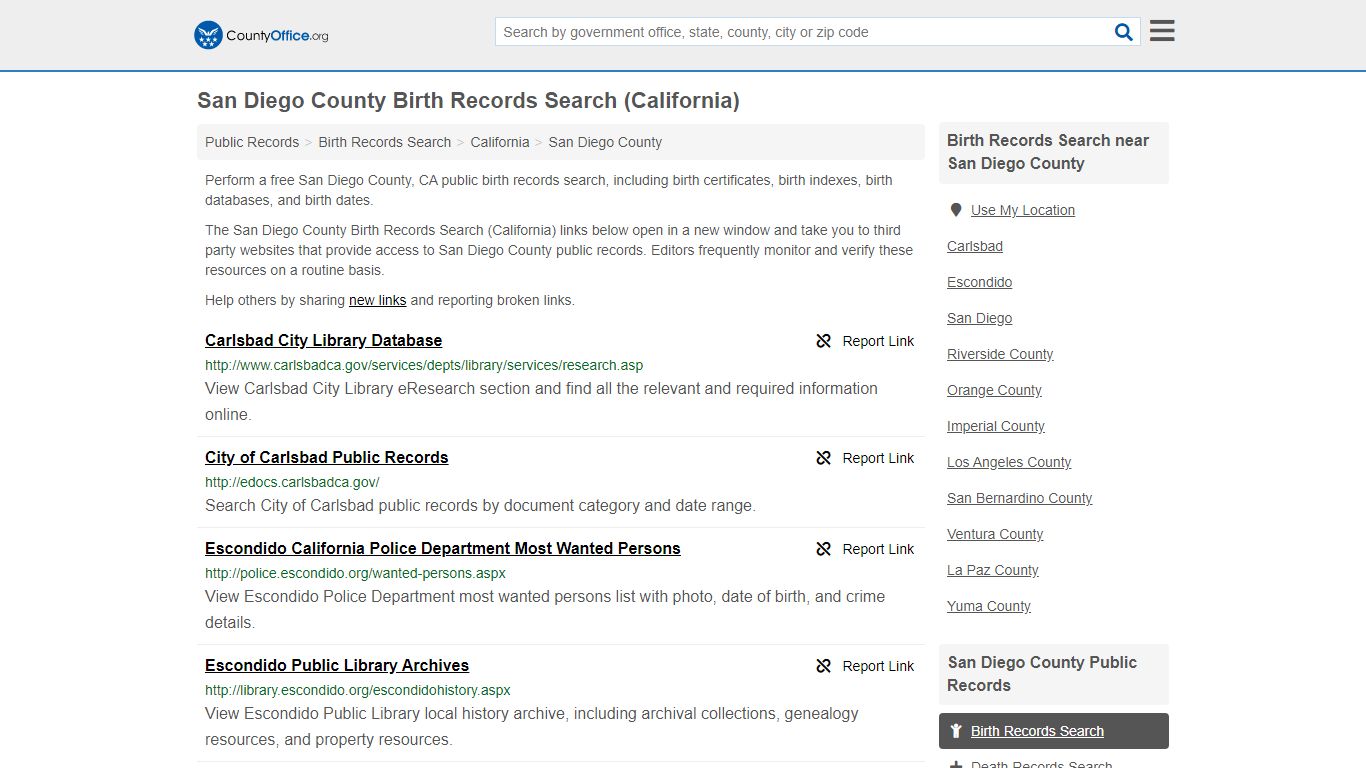 Birth Records Search - San Diego County, CA (Birth ...